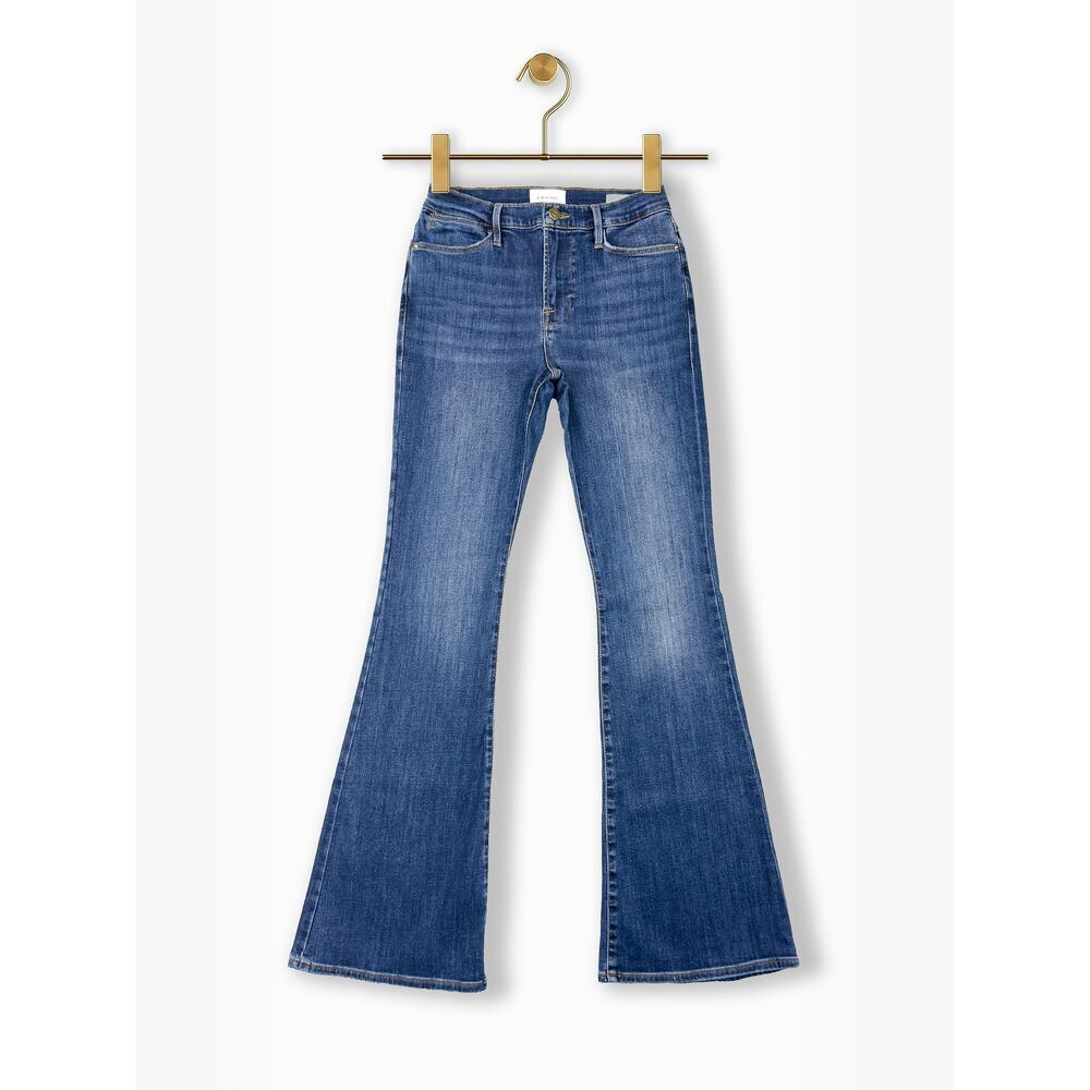 FRAME Le High Flare Jeans 28 Dublin Dark Wash High Rise 34" LHF865 - Picture 2 of 11